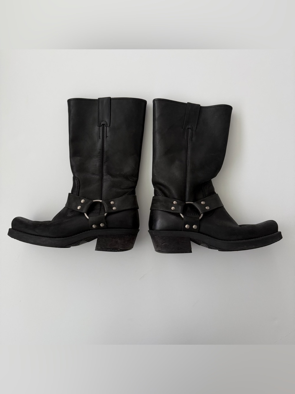 Vintage Black Leather Harness Moto Boots - Picture 2 of 6
